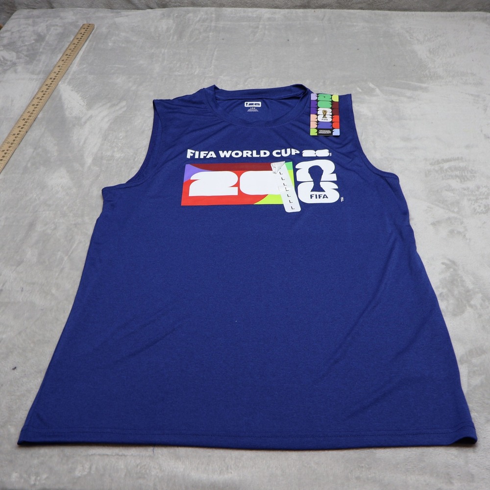 FIFA World Cup 26 Tank Top Shirt Men Large Blue Athletic Graphic Soccer NEW